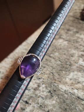 Elegant Teardrop Amethyst Ring in Silver
